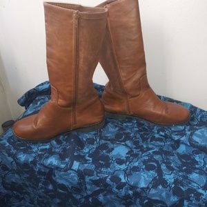 Brown leather boots